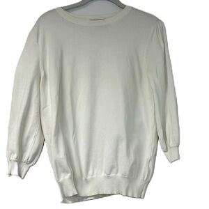 Beige woman’s l 3/4 sleeve cropped top spring summer classic business shirt fun